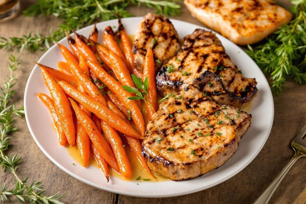 portion de viande avec carottes vichy