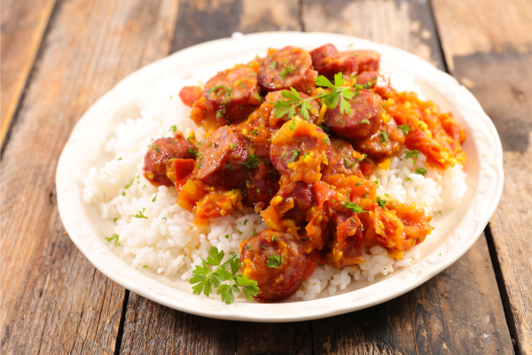 rougail saucisse avec du riz